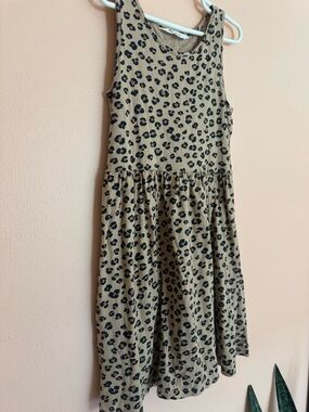 H&M Tan Leopard Print Cotton Casual Kids Dress size 8-10